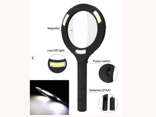 3 COB LED Powered Reading Magnifying Glass Lens