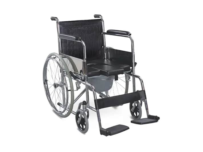 COMMODE WHEELCHAIR, ARM DECLINE AND ADJUSTABLE LEG