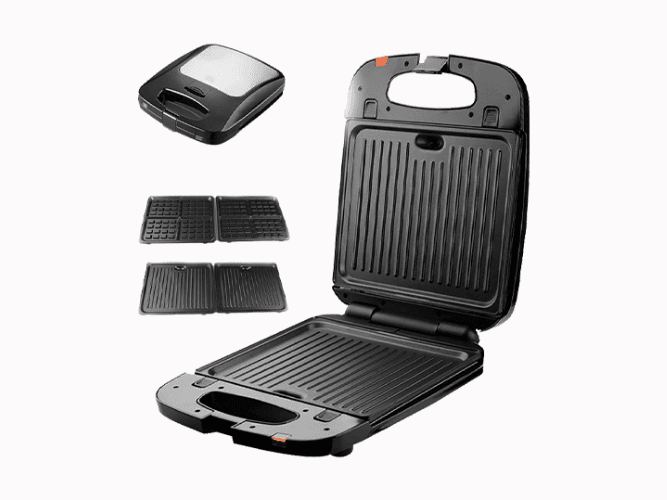 Multi-Purpose Detachable 3-in-1 Sandwich, Waffle, and Grill Maker / Combination Toaster