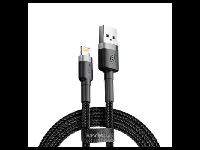 Baseus Cafule 3M Nylon Braided Cable USB To Lightning QC3.0 2A Black-Grey -CALKLF-RG1- 6 Months Warranty
