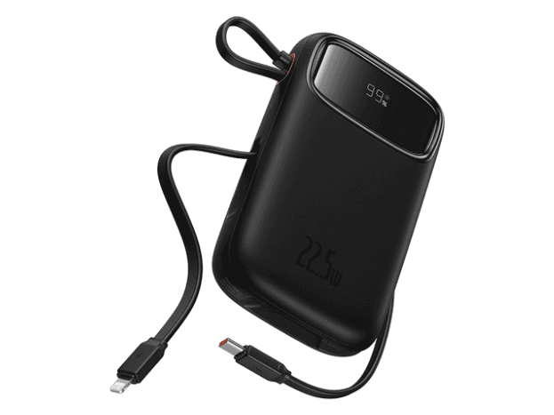 Baseus Qpow2 10000mAh 22.5W Dual-Cable Digital Display Fast Charge Power Bank  Cluster Black(With: Simple charging cable Type-C 3A 0.3m Black) – P10055001112-00