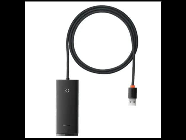 Baseus 4-Port Lite Series USB-A HUB Adapter 4X USB 3.0 Black – WKQX030101- 6 Months Warranty