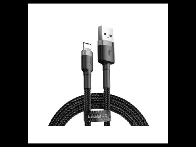 Baseus cafule 2M Cable USB For lightning 1.5A Gray+ Black – CALKLF-CG1 – 6 Months Warranty