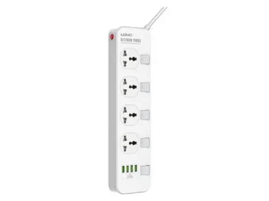 LDNIO SC4408 4 Power Socket + 4 USB 2500W Extension Power Cord - PC housing Master switch 2m heavy duty power cord with 3 Months Warranty