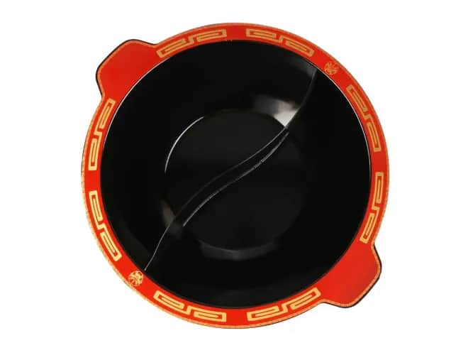中国风带耳鸳鸯锅铸铁火锅盆铁锅