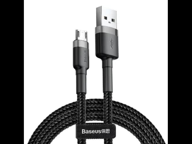 Baseus Cafule 0.5M Cable USB For Micro 2.4A Gray+Black – CAMKLF-AG1 – 6 Months Warranty