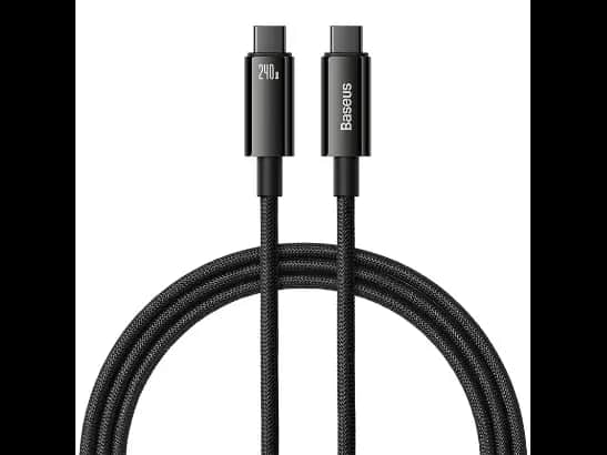 Baseus 1m 240W Tungsten Type-C to Type-C Gold Fast Charging Data Cable Black- CAWJ040001 (CATWJ-01)