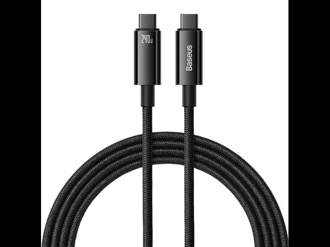 Baseus 2m 240W Tungsten Type-C to Type-C Gold Fast Charging Data Cable Black- CAWJ040101
