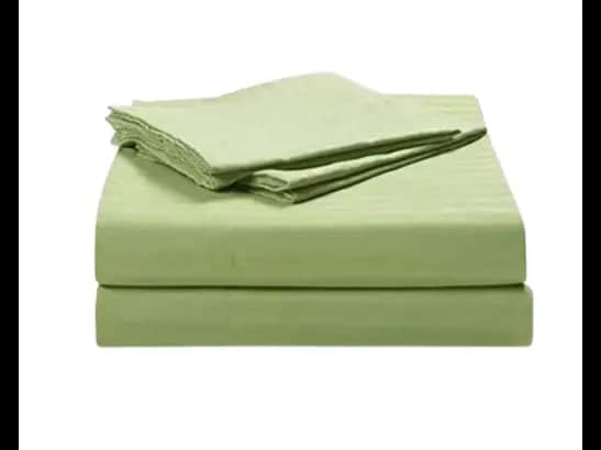 Egyptian Strips King Size Green Colour Bedsheet With 2 Pillow Covers (90"x100")