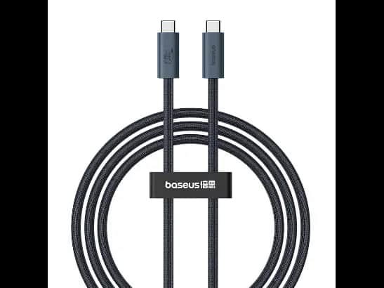 Baseus 240W 1m Type-C to Type-C Flash Series 2 USB4 Full Featured Data Cable – Cluster Black – 6 Months Warranty