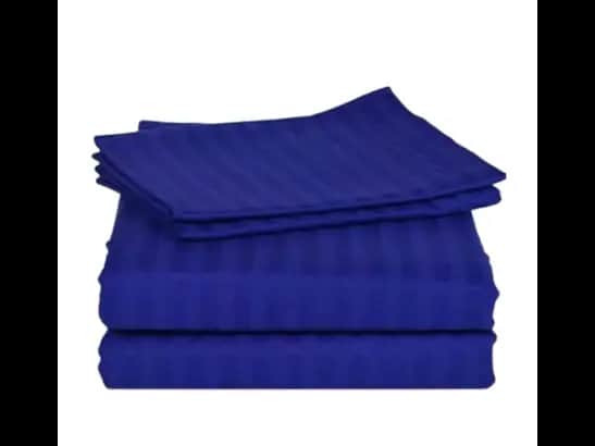 Egyptian Strips King Size Royal Blue Colour Bedsheet With 2 Pillow Covers (90"x100")