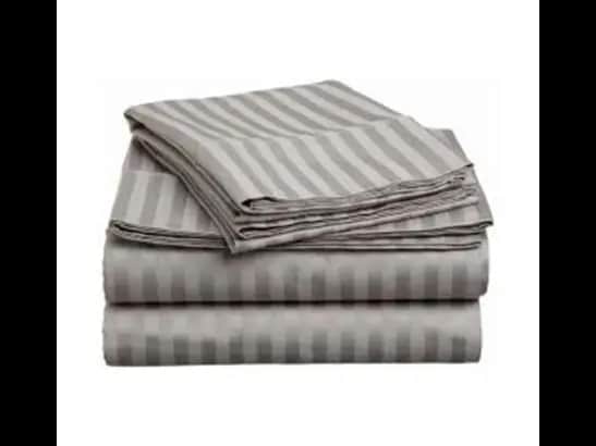 Egyptian Strips King Size Grey Colour Bedsheet With 2 Pillow Covers (90"x100")
