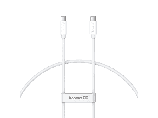 Baseus 240W 1m Type-C to Type-C 8K 60HZ Full-Function Fast Charging Cable – Moon White – 6 Months Warranty