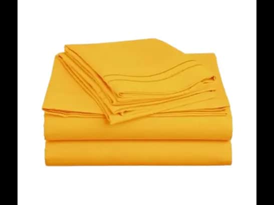 Egyptian Strips King Size Yellow Colour Bedsheet With 2 Pillow Covers (90"x100")