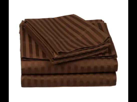 Egyptian Strips King Size Brown Colour Bedsheet With 2 Pillow Covers (90"x100")