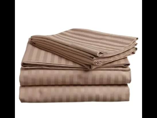 Egyptian Strips King Size Beige Colour Bedsheet With 2 Pillow Covers (90"x100")