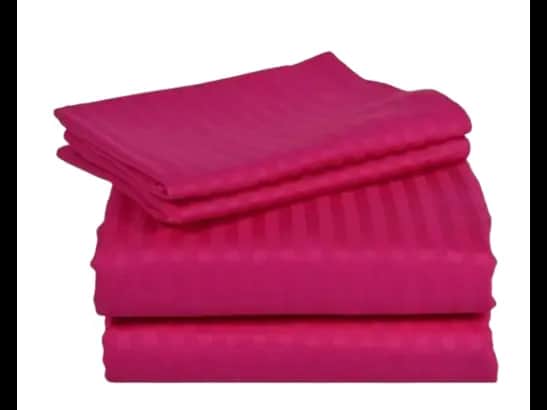 Egyptian Strips King Size Hot Pink Colour Bedsheet With 2 Pillow Covers (90"x100")