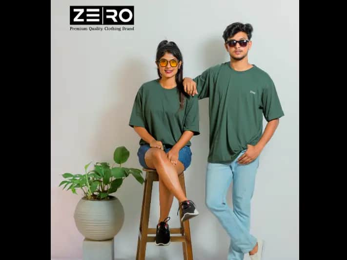 Couple Oversized Baggy T-Shirts - Army Green