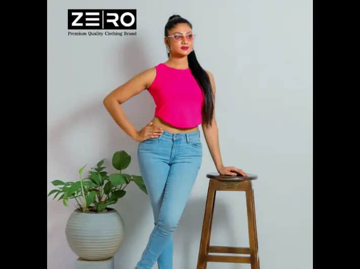 RIB Comfort U Cut Ladies Crop Top - Pink