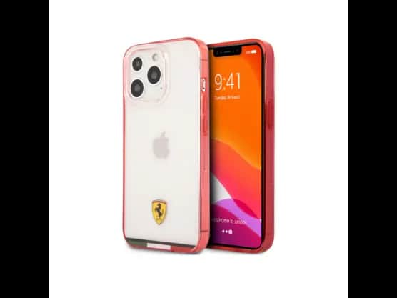 Ferrari Italia Stripe Transparent Hard Case with Print Logo for iPhone 13 Pro