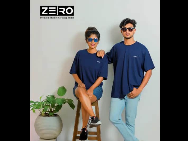 Couple Oversized Baggy T-Shirts - Navy Blue