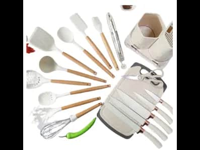19 Pcs Knife Block Set - Stainless steel blade, High Temperature Resistance