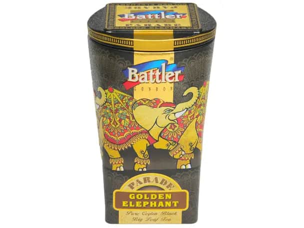 Battler - Tin Caddy - Ceylon Black tea OP1 - PARADE GOLDEN  ELEPHANT