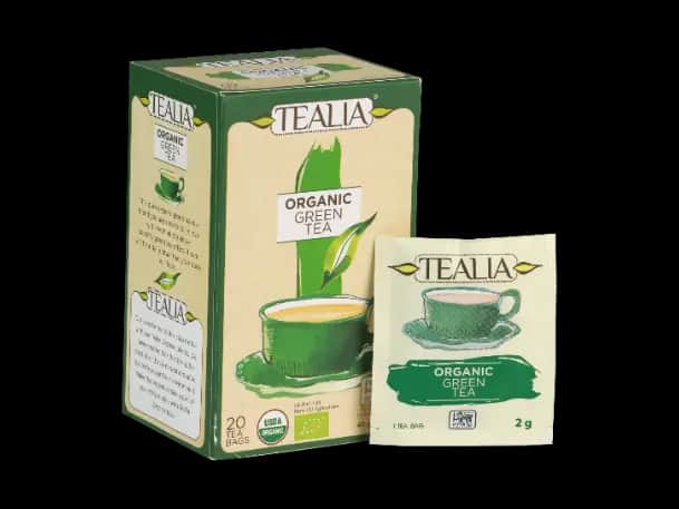 TEALIA ORGANIC GREEN TEA - Double Chambered Envelope Tea Bag (2g x 20)