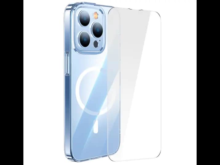 Baseus Crystal Series Magnetic Case For iP 14 Pro 6.1 Pro 2022 6.1-inch （Full Coverage Tempered Glass Film+Cleaning kit）Transparent