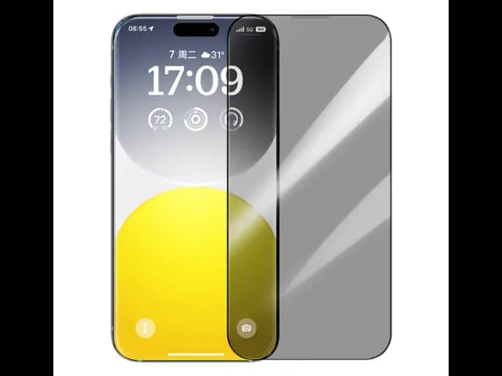 OS-Baseus Diamond Series Full-Coverage Privacy Protection Tempered Glass Screen Protector for iP 15 Plus, Clear (Pack of 1, with cleaning kit and EasyStick installation tool) - P60057405203-02 / P6001