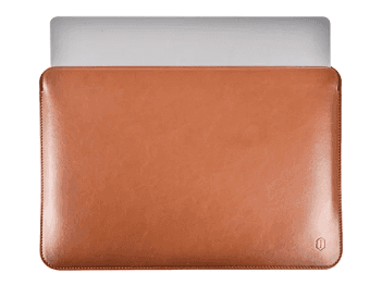 WIWU 13.6 Inch Skin Pro Platinum Leather Sleeve Brown - Water resistant Light weight