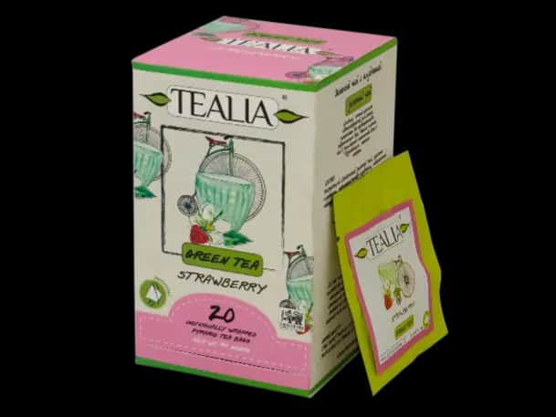 Tealia STRAWBERRY Pyramid Tea bags in envelop (2g x 20）