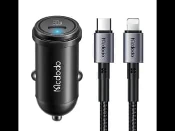 Mcdodo 30W PD Fast Charging Car Adapter With Type-C to Lighting Cable 1.2 Meter – CC-7492 – 6 Months Warranty