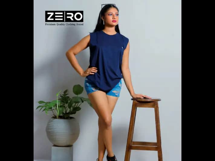 Ladies Regular Fit Arm Cut - Navy Blue