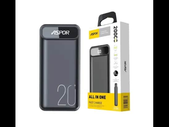 Aspor A396 20000mAh Power Bank With PD Charging with 6 Month Warranty (Battery Only)