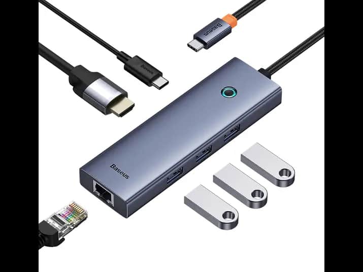 Baseus Flite Series 6-Port HUB Docking Station Space Grey（Type-C to HDMI4K@60Hz*1+USB 3.0*3+PD*1+RJ45*1）- B00052807813-00