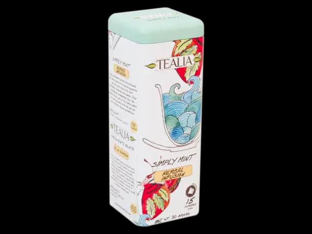 Tealia - Pyramid Tea Bags in Tins- SIMPLY MINT 15 X 2G