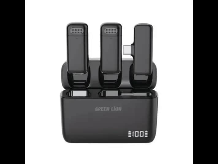 Green Lion Duo Cast Wireless Mic Black For (Type-C) And (Lightning) Connectors – GNDCTWMICTCBK with 3 Month Warranty