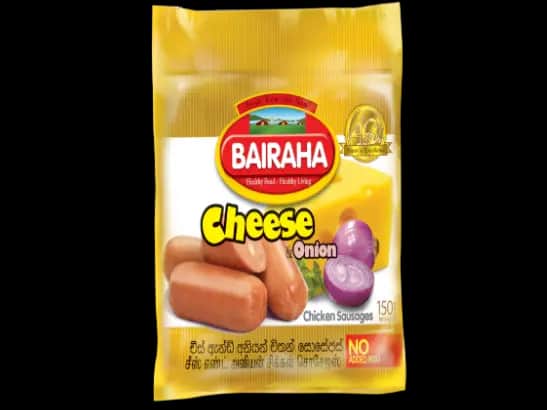 Cheese and Onion Chicken Sausages 150G - Chicken sausages made with the classic  combination of creamy cheese and fresh  onions to be served as a snack