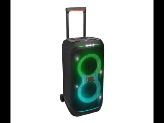 JBL PartyBox Stage 320 Speaker - Music play time up to 18 hours , Battery charge time 3 hours , Cable type AC power cable with 6 month warranty
