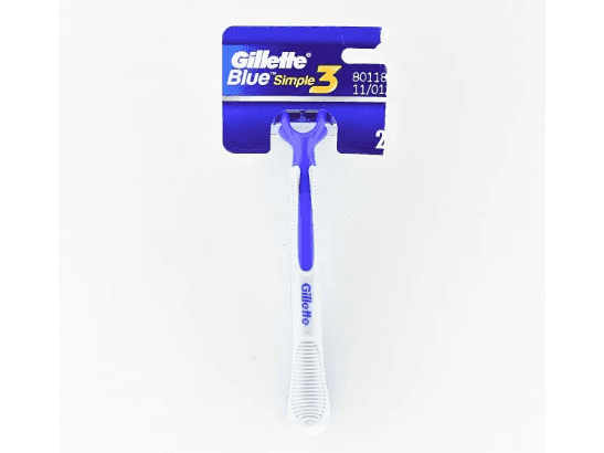 GILLETTE SIMPLE 3 RAZOR - Lubrastrip , 3 spring mounted blades , Improved ultragrip handle , Fixed Head
