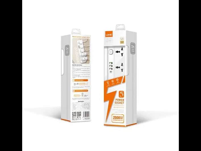 LDNIO SC5415 2500W 5-AC 1-Type-C 3-USB Power Extension Cord Adapter