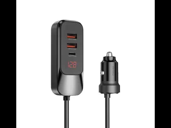 Wiwu WI-QC015 Extend Car Charger Dual USB-A+Dual USB-C 120W - The shell adopts V0 fireproof , Over-voltage protection , Over-temperature protection with 6 Month Warranty