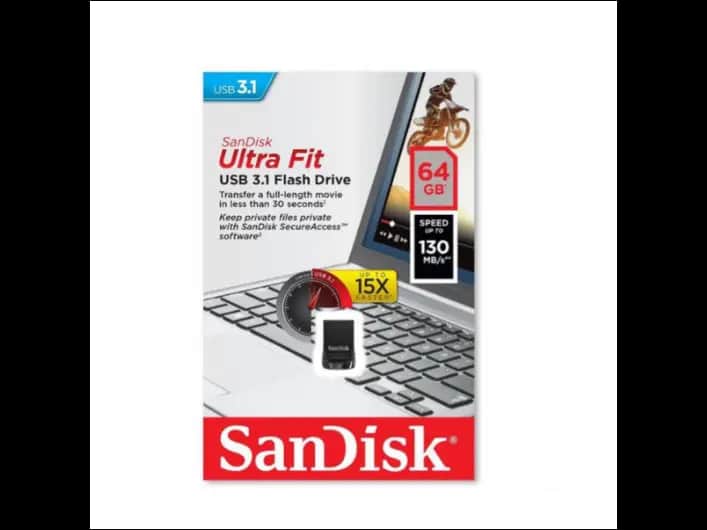 SanDisk Ultra Fit Flash Drive 64GB with 1 Years Warranty