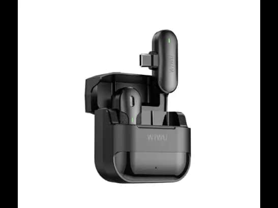 Wiwu Wi-WM001 Wireless Mini Microphone - Plug and play, no app request , ANC& Mute Function , harging case, connection distance 30m with 6 months warranty