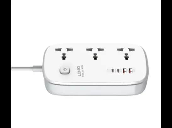 LDNIO SC3416 3 AC Outlets 4 USB Power Strip - White