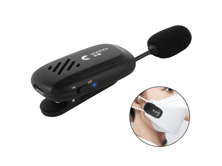 YANMAI K2 Portable Rechargeable Mini Mask Mic Wireless Clip On Mask Microphone Loudspeaker
