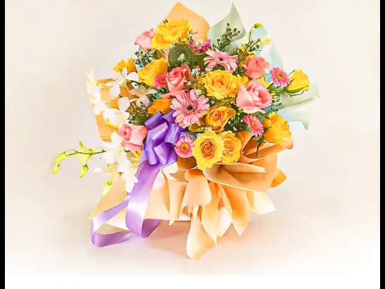 Colorful  15 Roses Bouquet  - MF242