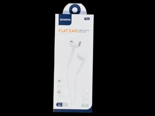 Sendem v10 flat music stereo earphone - White