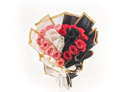 Red & Pink 17 Roses  Bouquet  - MF247